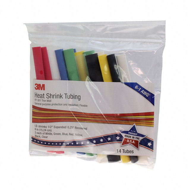 【FP301-1/2-6"-ASSORTED-10-14 PC PKS】HEATSHRINK FP301 1/2-6" ASSORTED